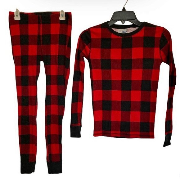 OLD NAVY Pajama Set Checkered Plaid Unisex Kids X boys girls Large 12 - Picture 2 of 8